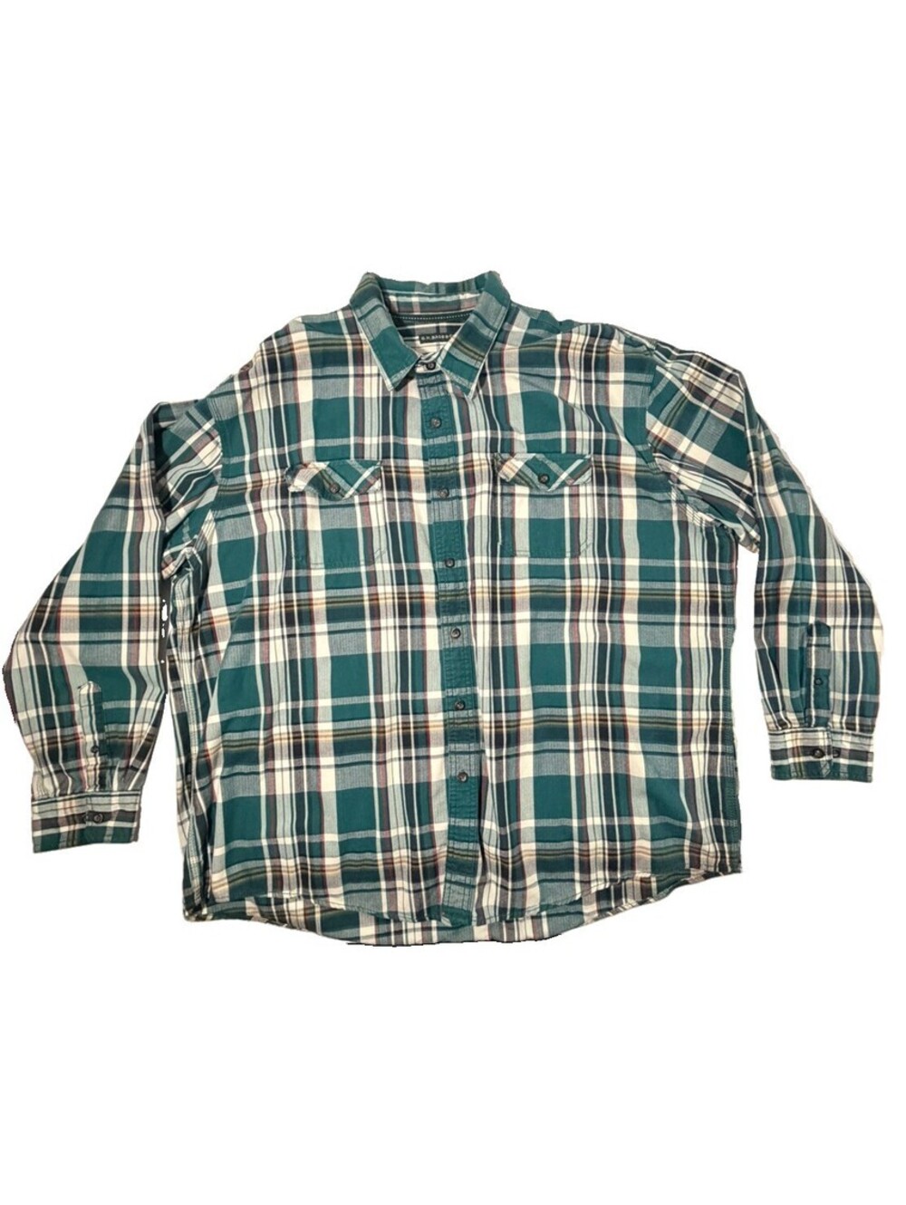 G.H. Bass & Co Men’s XXXL Blue/Green Plaid Flannel Button Down  Long Sleeve